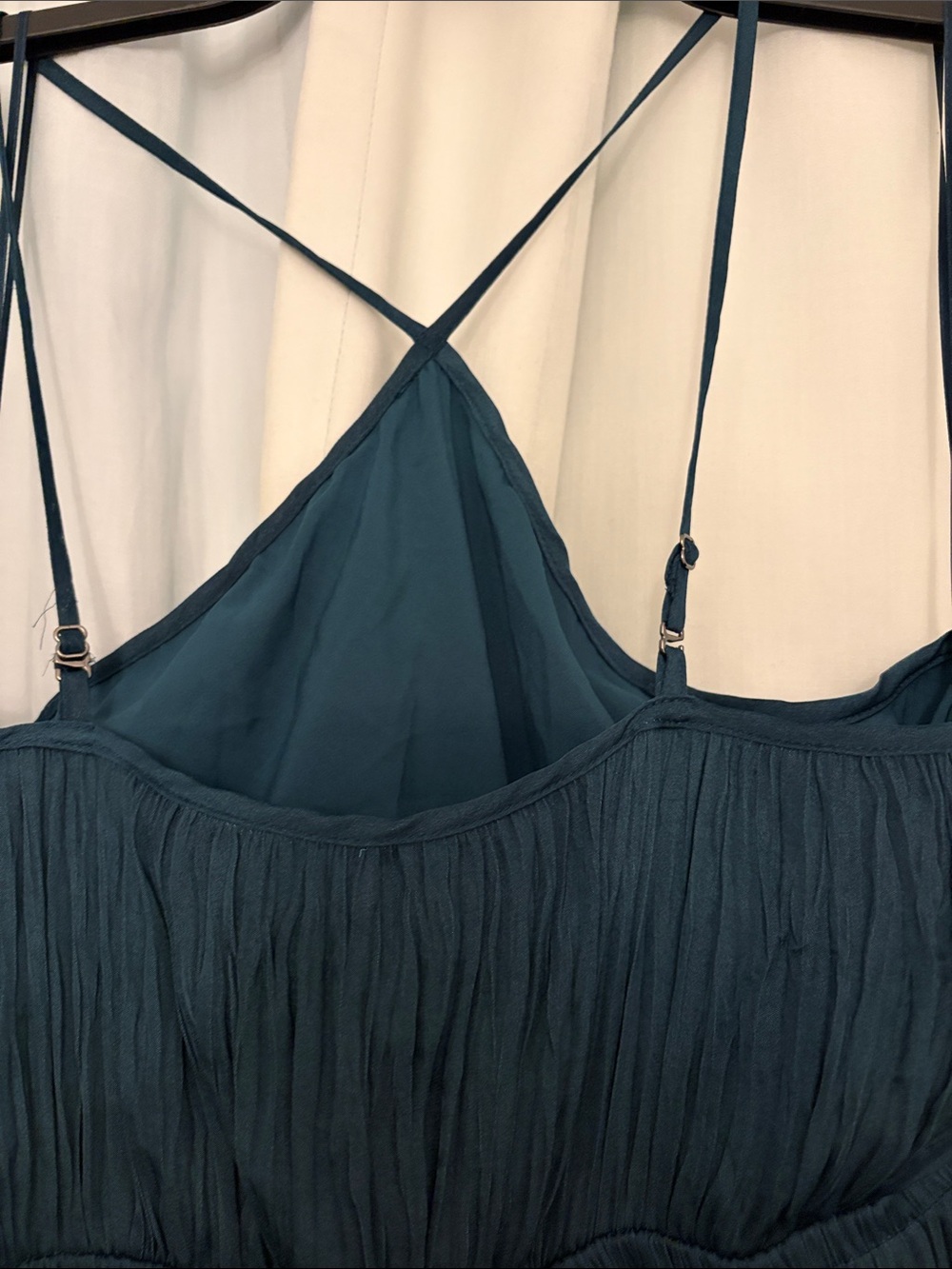 NWT Banana Republic Factory Teal Petite V-Neck Pleated Satiny Romper, MP - Picture 11 of 11